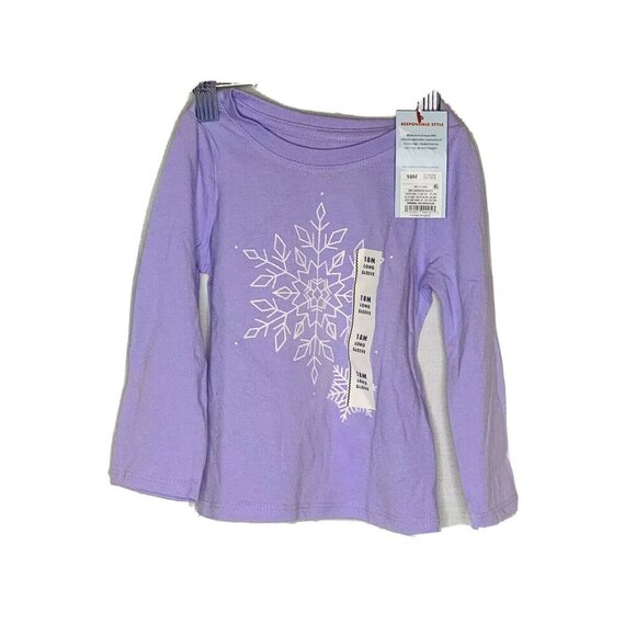 Cat & Jack Other - Cat & Jack Purple White Snowflake Graphic Long Sleeve Shirt 18M